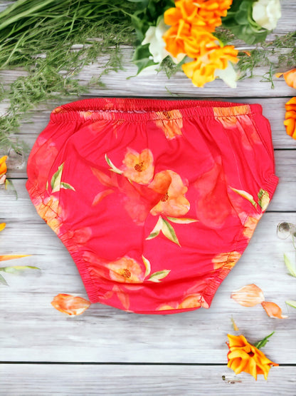Two-Piece Girls' Set in Cotton Blend Fabric with Strappy Frock and Pantie