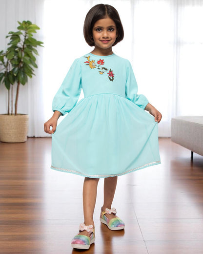 Whimsical Charm: Hand-Embellished Georgette Midi Dress