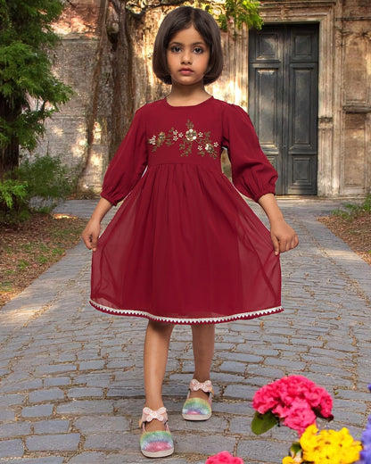 Ethereal Charm:Handwork Embellished Georgette Frock