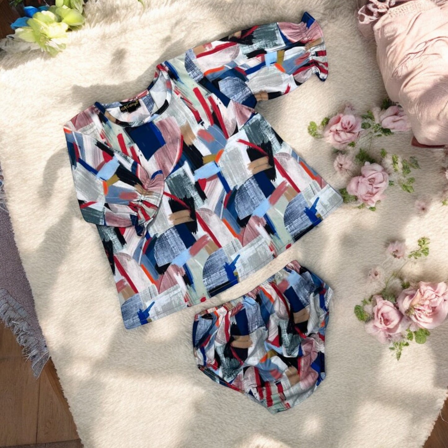Stylish Two-Piece Cotton Blend Set for Baby Girls
