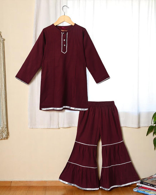 Rayon Two-Piece Suit for Girls with Gota Patti Work – Stylish & Comfortable