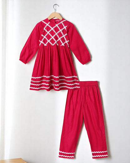 Rayon Two-Piece Suit for Girls with Elegant Lace Work – Soft & Stylish