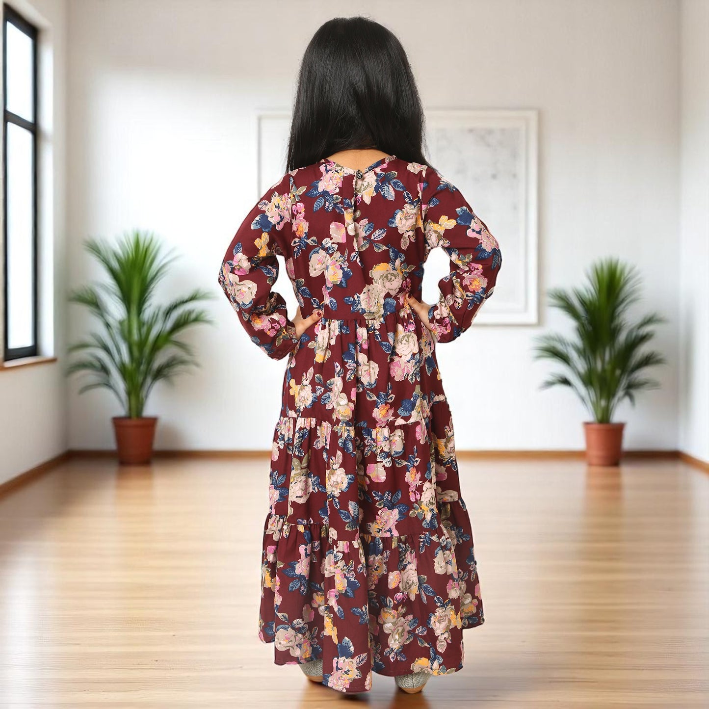 Elegant Multi-Layered Long Dress for Girls