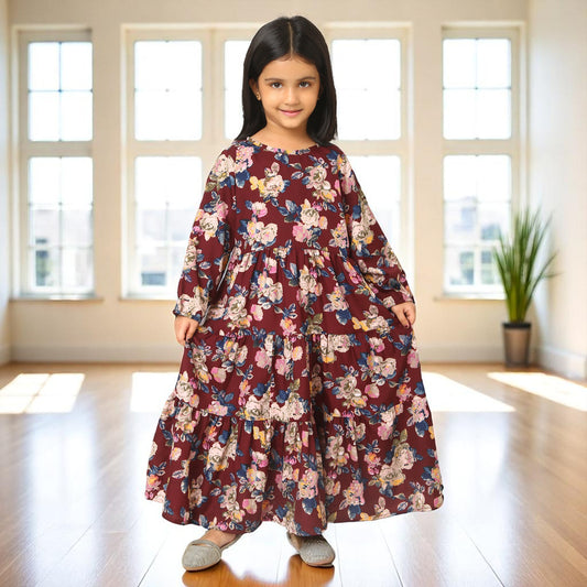 Elegant Multi-Layered Long Dress for Girls
