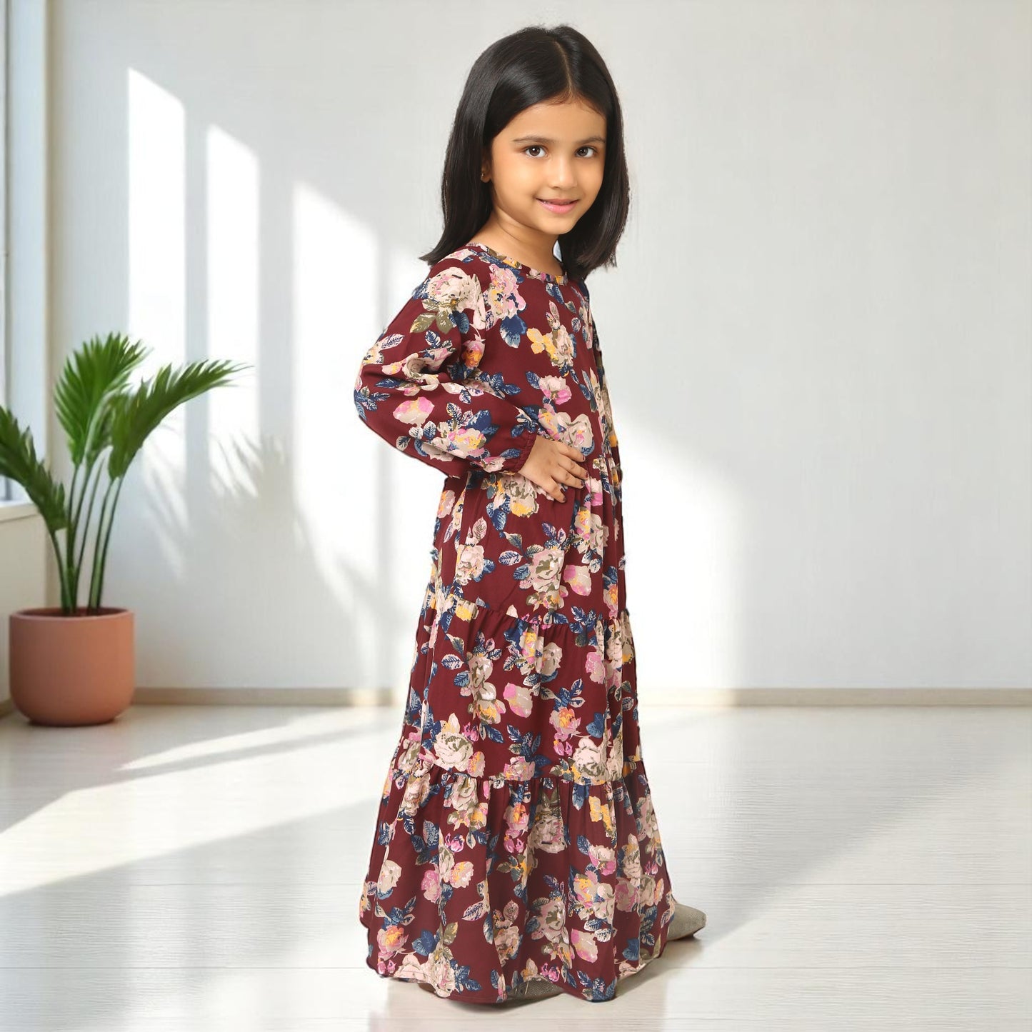 Elegant Multi-Layered Long Dress for Girls