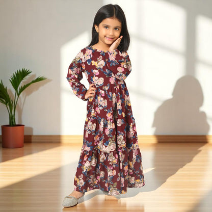 Elegant Multi-Layered Long Dress for Girls
