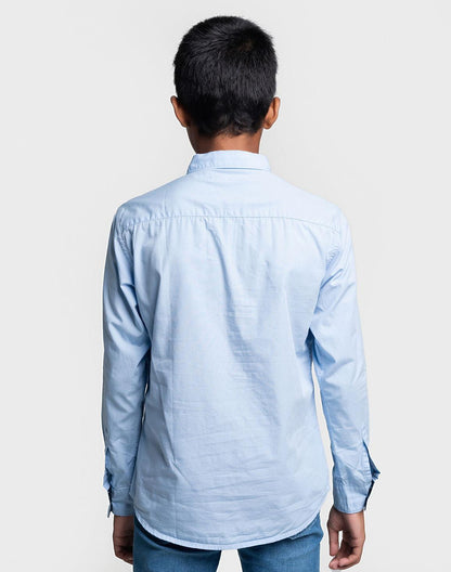 Boys Sky Blue Full Sleeve Cotton Shirt – Smart Casual Kidswear