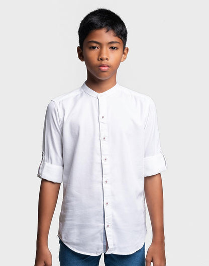 Boys White Cotton Shirts – Semi-Formal Classic Style