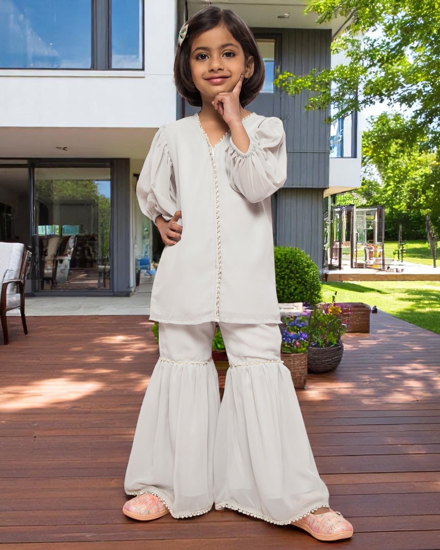 Elegant Three-Piece Georgette Suit for Girls